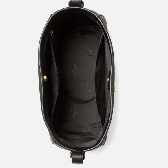 New Kate Spade Juliette Medium Bucket Pebble Leather Black - Picture 4 of 4